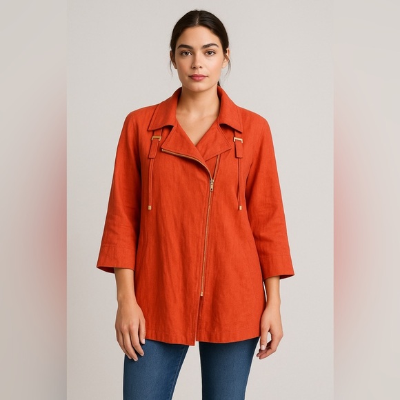 Lafayette 148 New York Designer Linen Swing Coat Jacket Size 4 - Picture 1 of 10